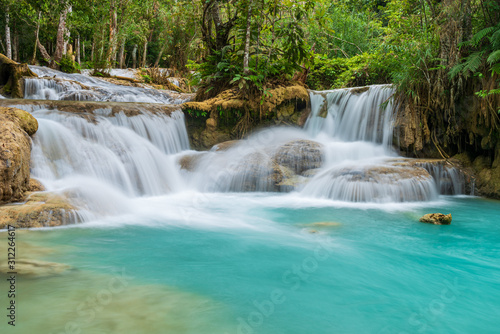 Kuang Si Waterfall in Luang prabang  Laos.