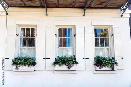 In a city of gardens  these beautiful planter boxes are seen in the historic district of Charleston  South Carolina  a popular slow travel destination in the southern United States.