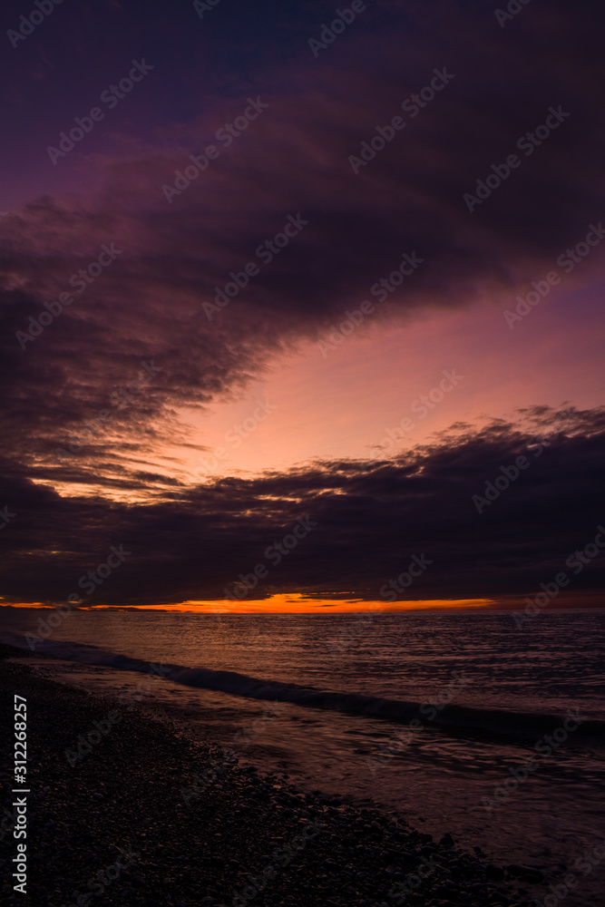 Colorfull Sunset Georgia Beach Batumi Sea