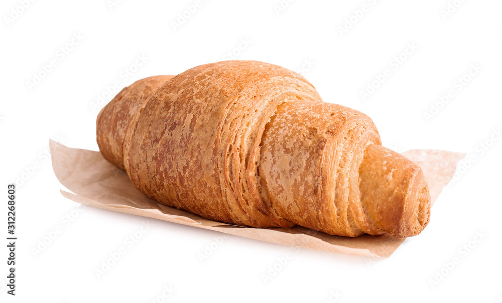 Tasty fresh crispy croissant isolated on white Tasty fresh crispy croissant isolated on white