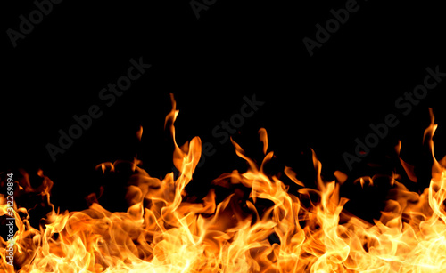 Red flame isolated on a black background