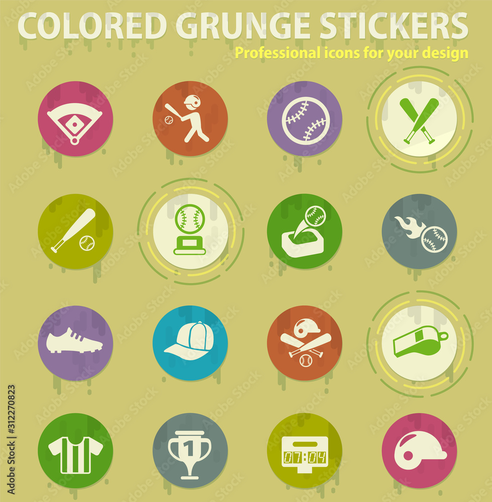 baseball colored grunge icons baseball colored grunge icons