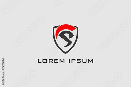 Free Download LETTER S LOGO WITH SPARTAN SHAPE AND SHIELD SIMPLE MONOGRAM LOGO - GFXLoad
