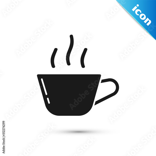 Black Coffee cup icon isolated on white background. Tea cup. Hot drink coffee. Vector Illustration