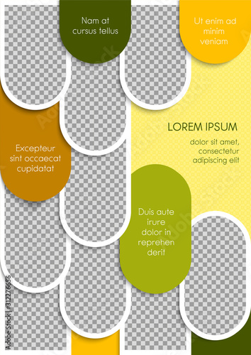 Template for photo collage or infographic in modern style. Frames for clipping masks are in the vector file. Template for a photo album with geometric frames