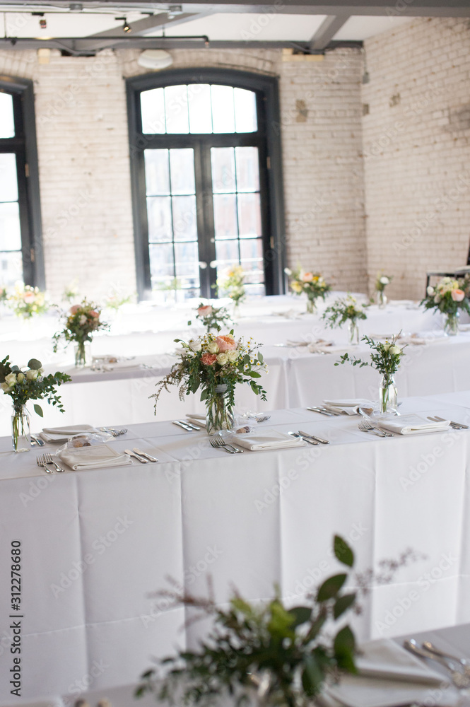 wedding reception hall table settings 