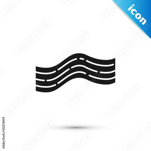 Black Bacon stripe icon isolated on white background. Vector Illustration