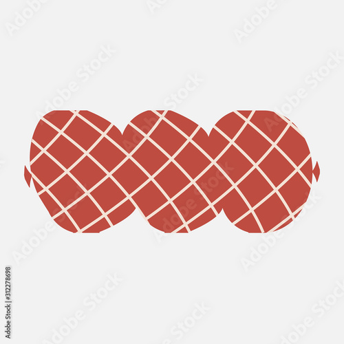 Big sausage with slices of bacon. Flat style meat product. Vector eps illustration.