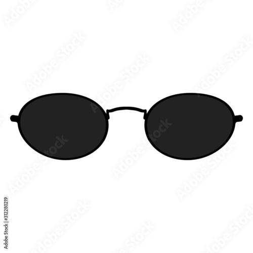 Sunglasses set. Trendy sunglasses. Summer eyeglasses. Fashion collection. Summer vacation item. Sunglasses for tropical trip. Black glasses with dark glasses. Vector illustration.