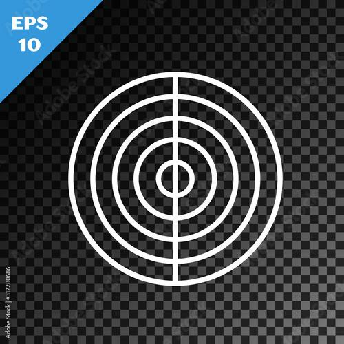White line Earth structure icon isolated on transparent dark background. Geophysics concept with earth core and section layers earth. Vector Illustration
