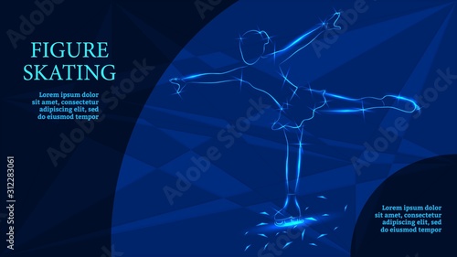 Figure skating.Vector sports background for the landing page template. 