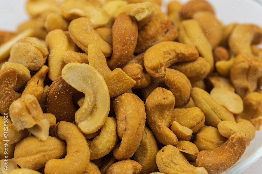Fototapeta premium Roasted salted cashews. 