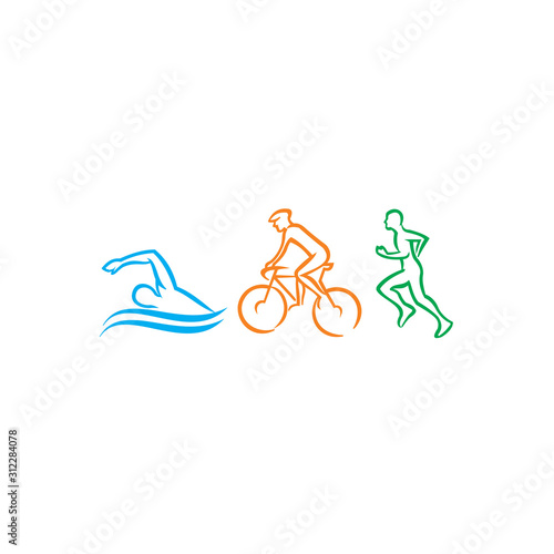 Run, Swim and Bike Logo, triathlon logo