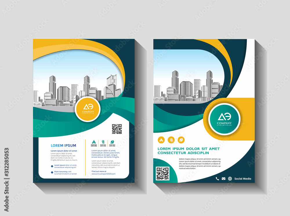 Corporate flyer, layout template. with elements and placeholder for picture.