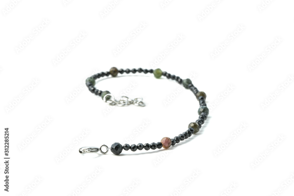 Handmade bracelet made of black spinel and tourmaline of dark varieties Handmade bracelet made of black spinel and tourmaline of dark varieties