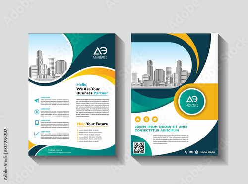 Corporate flyer, layout template. with elements and placeholder for picture.