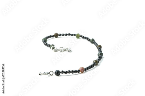 Handmade bracelet made of black spinel and tourmaline of dark varieties