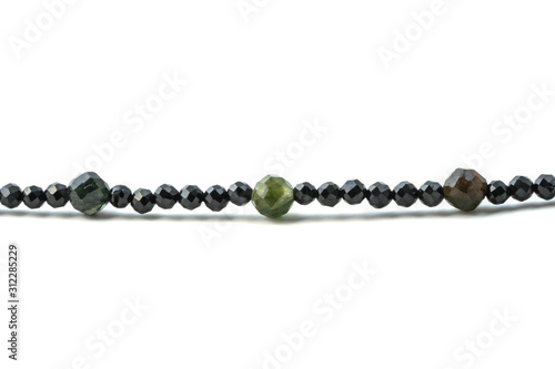 Handmade bracelet made of black spinel and tourmaline of dark varieties