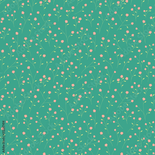 Cute small pink floral seamless pattern vector background