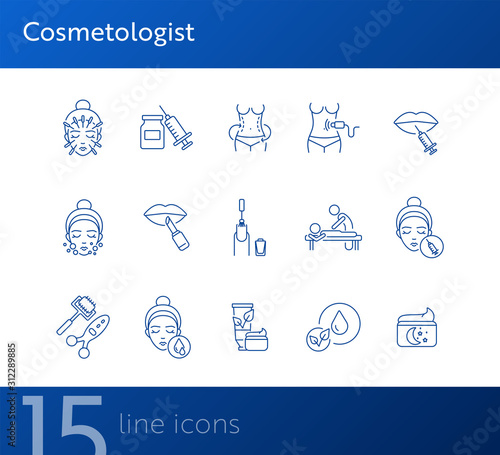 Cosmetologist line icon set