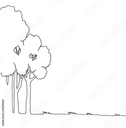 木のシルエット線画