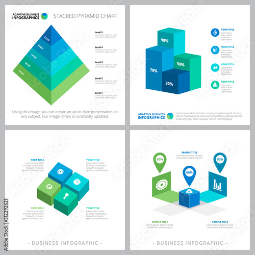 Creative charts set for annual report, business project
