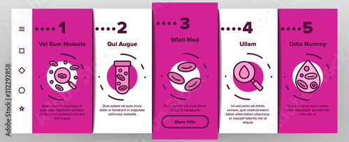 Hematology Onboarding Mobile App Page Screen Vector. Blood Erythrocytes And Analysis, Diabetes And Infection Diagnostic Hematology Illustrations