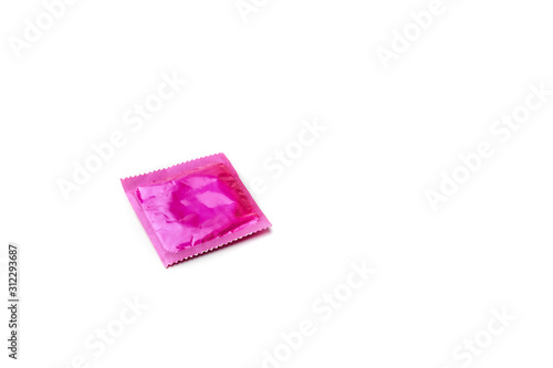 Pink condem on isolate white background photo