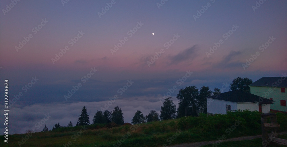 Naklejka premium Hıdırnebi Plateau located in the town of Akçaabat, 1450 - 1500 m at its height, its natural beauty, is one of the most important holiday towns and accommodation sought and preferred in the Black Sea 