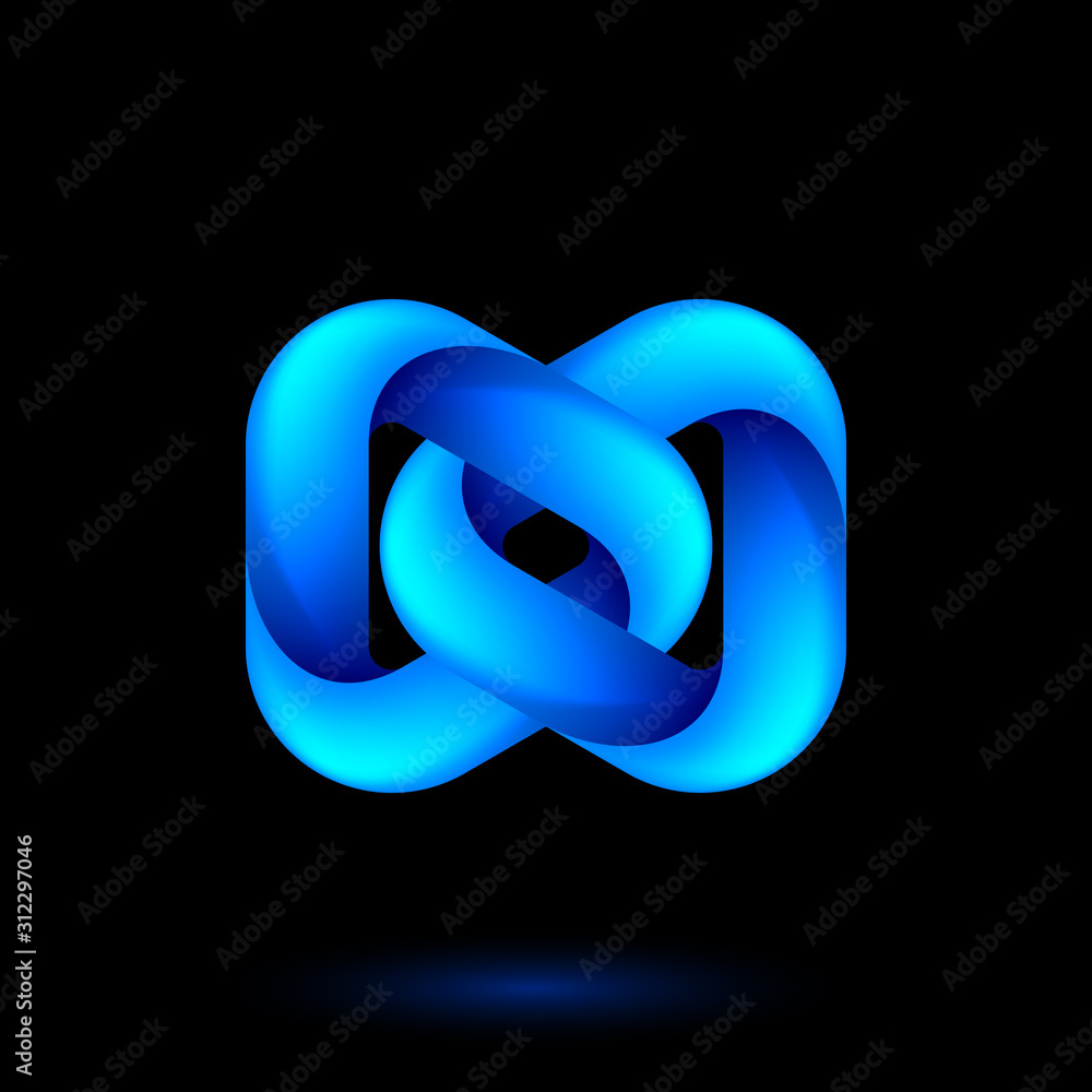 Abstract Blue Model of Geometric Torus Knot Object. Illustration for Science, Digital or Biological Design on Black Background Abstract Blue Model of Geometric Torus Knot Object. Illustration for Science, Digital or Biological Design on Black Background