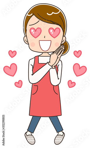 主婦 女性 エプロン イラスト 素材