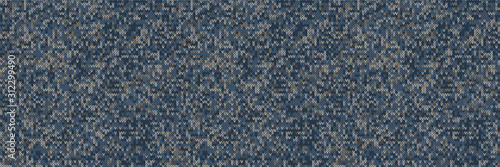 : Dark tweed knit stitch effect vector border texture. Masculine gray seamless woven pattern. Hand knitting sweater material. Close up fabric textile banner background. Homespun wool ribbon trim edge.