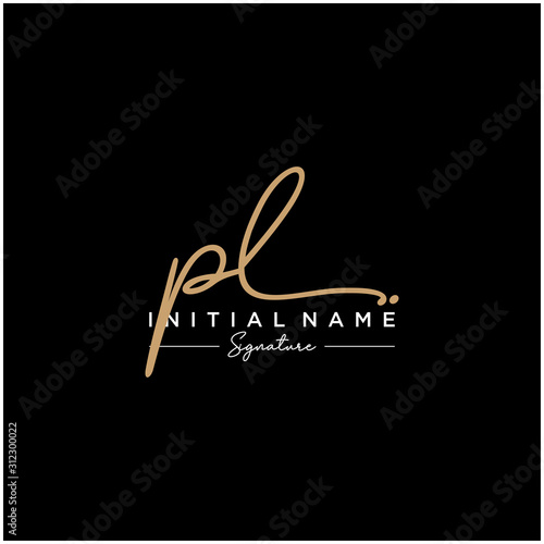 Letter PL Signature Logo Template Vector