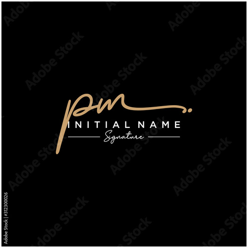 Letter PM Signature Logo Template Vector