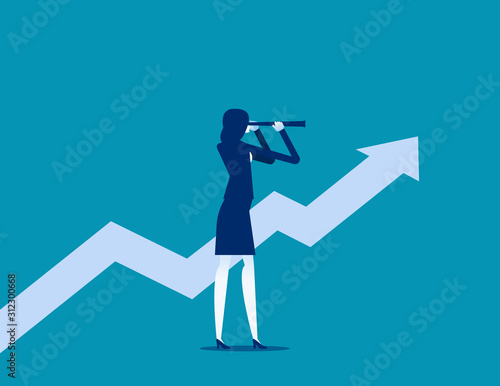 Business graph with arrow up. Success and growth idea concept. Future analysis.