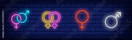 Gender identity neon sign set