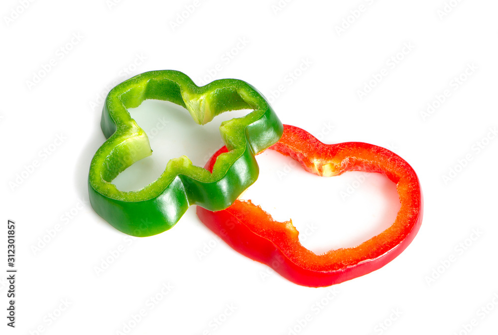 slices of sweet bell pepper an isolated on white background slices of sweet bell pepper an isolated on white background