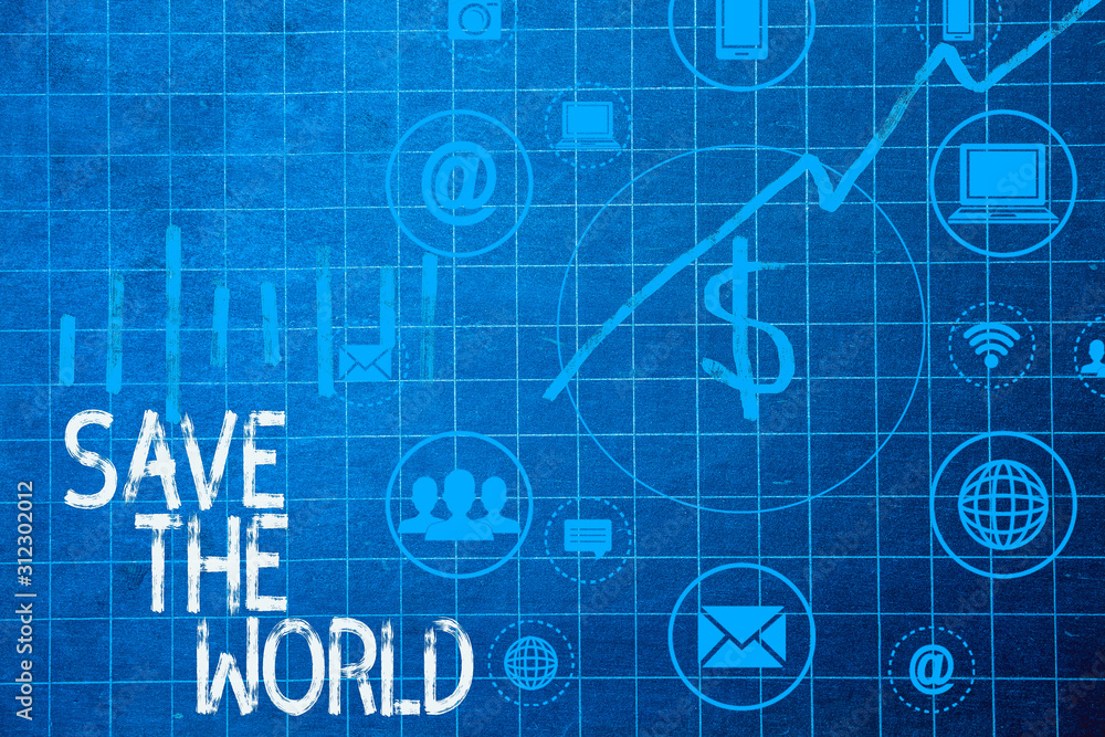 Text sign showing Save The World. Business photo text Protect the environment and the living species Ecosystem Text sign showing Save The World. Business photo text Protect the environment and the living species Ecosystem