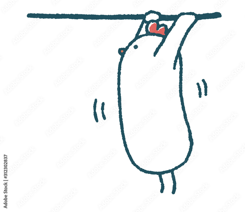 ゆるいにわとりはぶら下がって背伸びする Stock イラスト Adobe Stock