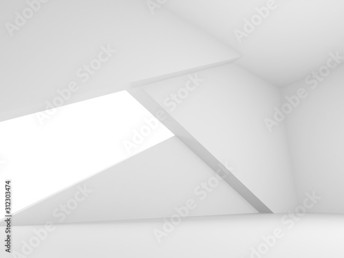 Wallpaper Mural Abstract empty white room, interior with geometric installation 3 d Torontodigital.ca