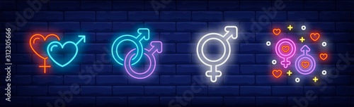 Different couples neon sign set