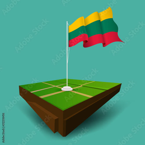  Lithuania Austria waving vector flag on the soil