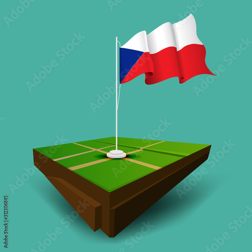 Czech Republic waving vector flag on the soil