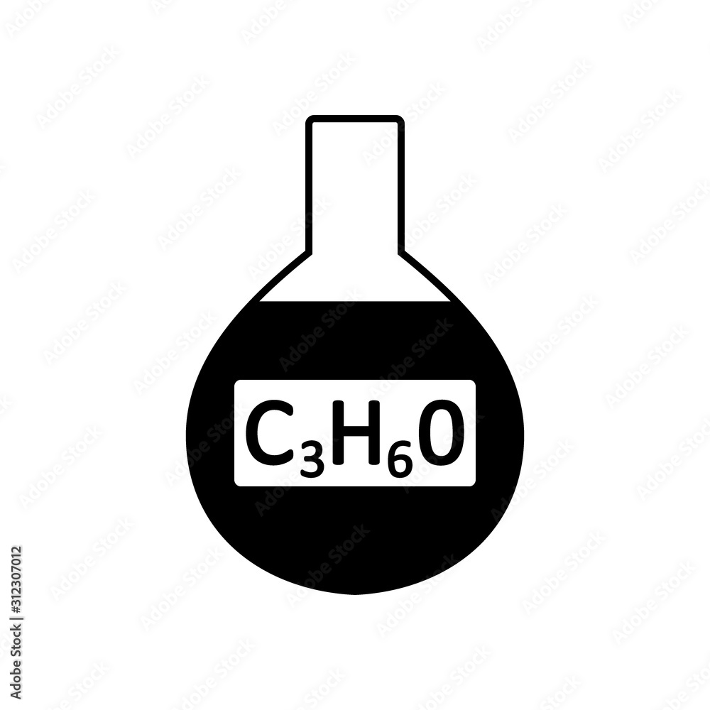 Laboratory glass with acetone.