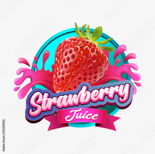 Vector illustration, Strawberry juice symbol