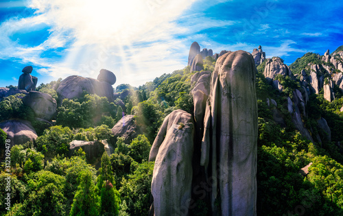 Aerial view of taimu mountain in ningde city, fujian province, China photo