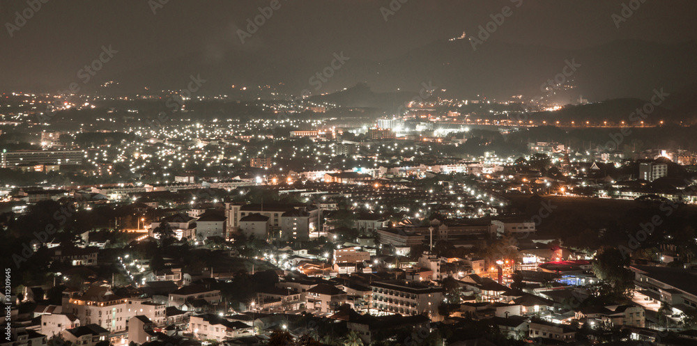 Fototapeta premium Blurred nihgt light in Phuket Thailand.