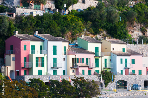 Colorful pastel houses in Portovenere, Italy