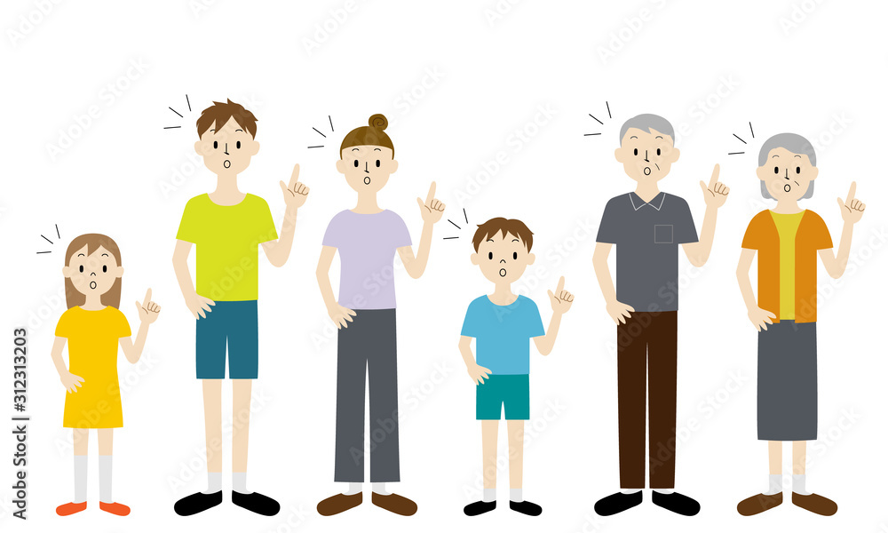 Illustration set of 3 generation family (with the expression Illustration set of 3 generation family (with the expression