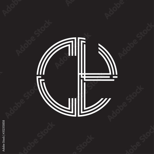 CY Logo monogram triple ribbon style line design template isolated on black background